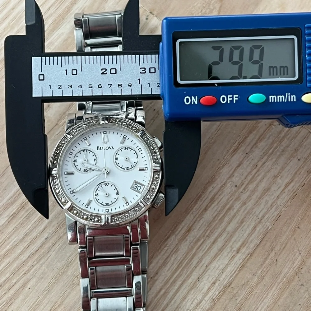 Bulova Diamond Chronograph Ladies Watch Mother of Pearl Dial Stainless Bracelet